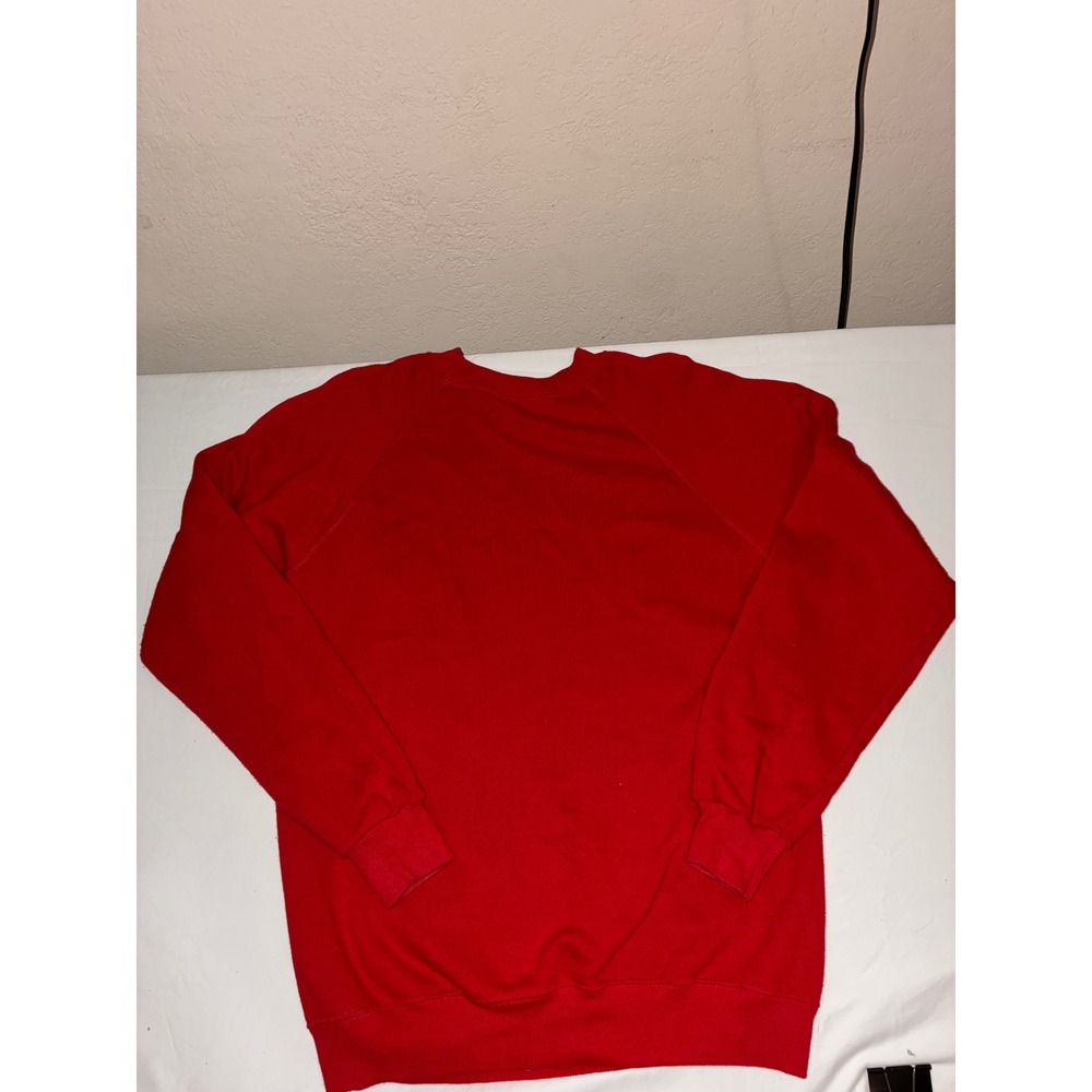 Vintage Hanes Christmas Tree Sweatshirt Red Ugly Holiday Pullover Medium USA - Picture 2 of 10